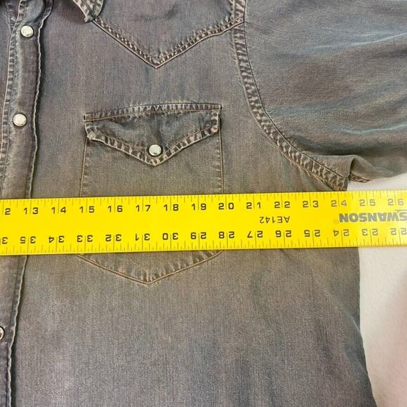 Acorn by Bob Goldfeder Mens M Blue Tencel Pearl Snap Shirt Made In Italy - Picture 5 of 9